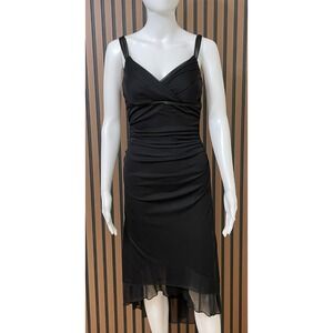 Ruby‎ Rox Women's S Black Dress Y2k Gothic Ruched Mesh Overlay Asymmetrical